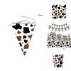 High-quality Party Tableware Set Black Brown Cow Print Paper Plates Cups And Utensils