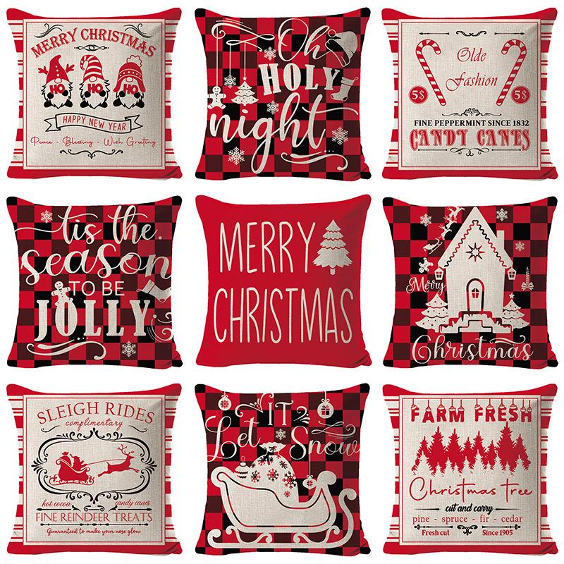 New Christmas Linen Pillow Cover Simple Sofa Pillow Home Printed Cushion Cover