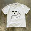 Unisex Funny Minimalist Gesture Art Graphic Print Oversized Relaxed Fit Crew Neck Short Sleeve Heavyweight Cotton Couple Casual Everyday Tee
