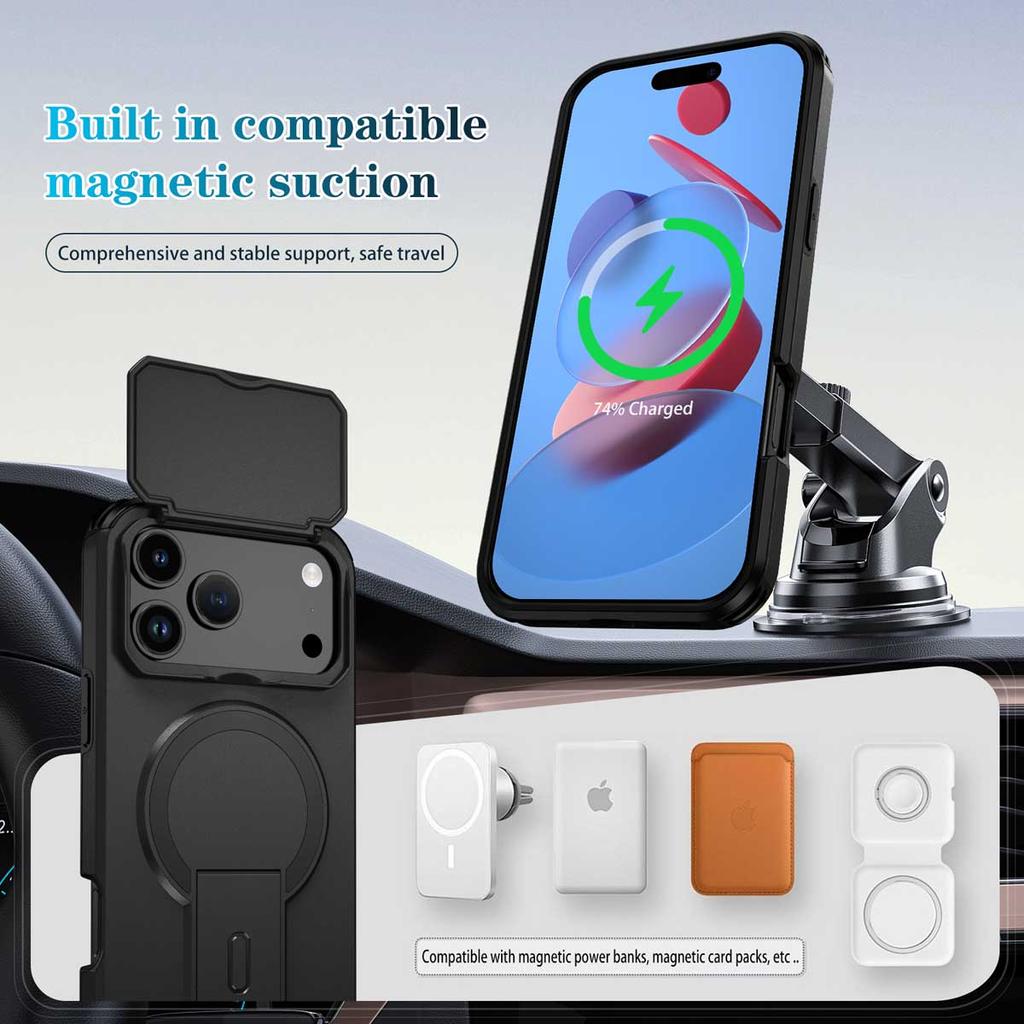 Shockproof Armor Phone Case Magnetic Ring Kickstand Camera Lens Protector Cover For iPhone  Air 17Pro 17Pro Max