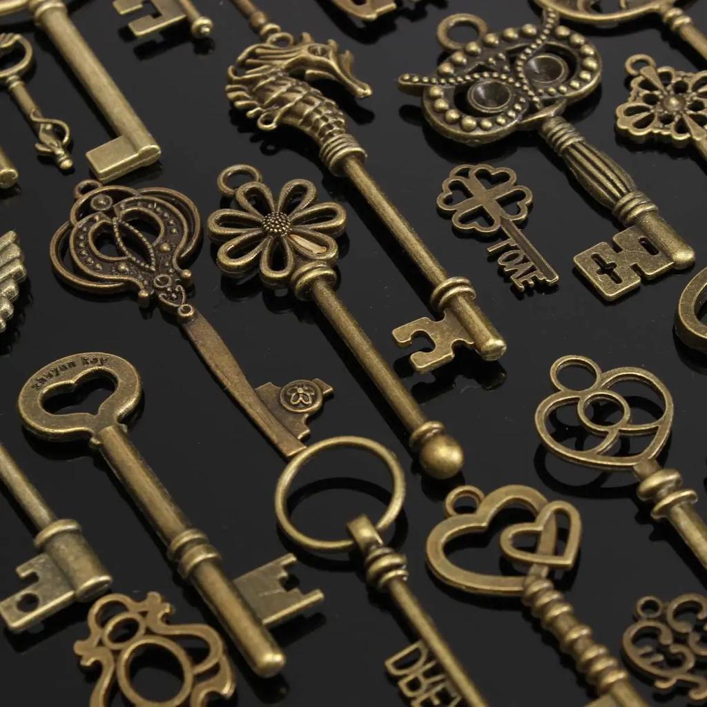 69pcs Antique Bronze Vintage Skeleton Keys Set DIY Handmade Accessories Necklace Pendants Jewelry Making Supplies