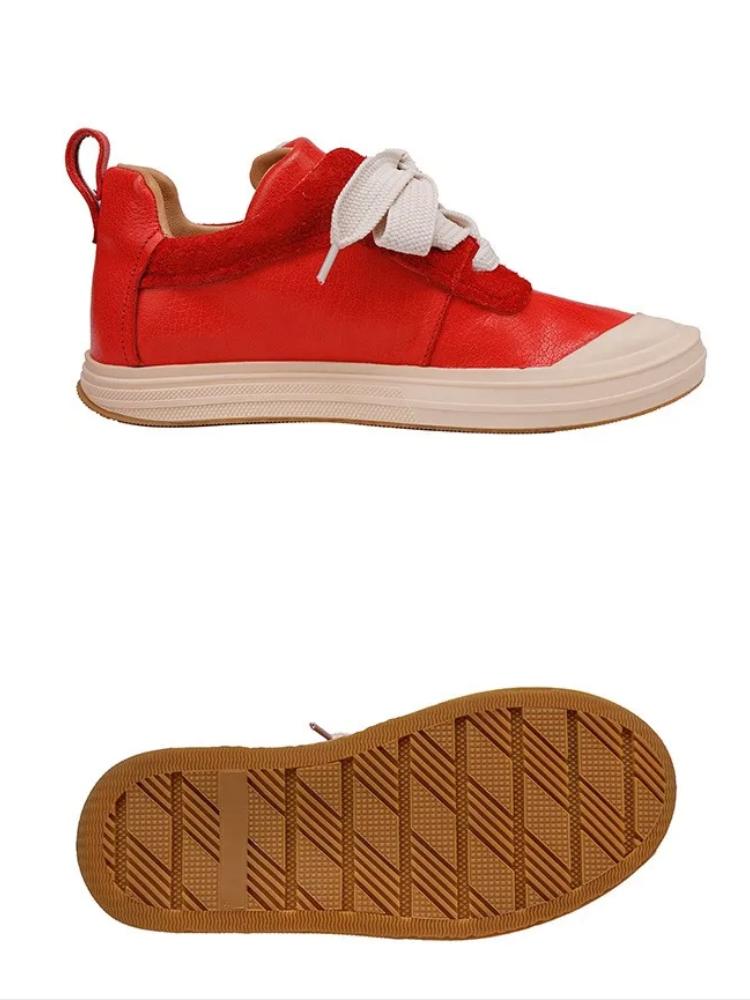 Johnature Zapatos de Mujer de Cuero Genuino Cómodos de Suela Plana Versátiles de Estilo Deportivo Zapatos Casuales de Suela Blanda