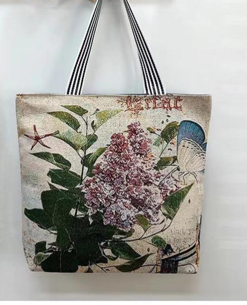 Harajuku Jacquard Canvas Bag Literary and Artistic Large-capacity Shoulder Bag Linen Trendy Cool Women's Bag