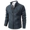Men's Geometric Jacquard Knitted Cardigan Full Zip Stand Collar Sweater Jacket Autumn Winter Fleece Warm Knit Business Casual Outerwear
