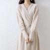 Long-sleeved Knitted Dress for Women's Autumn and Winter V-neck Pullover Long Sweater Dress Loose Long-sleeved Knitted Sweater
