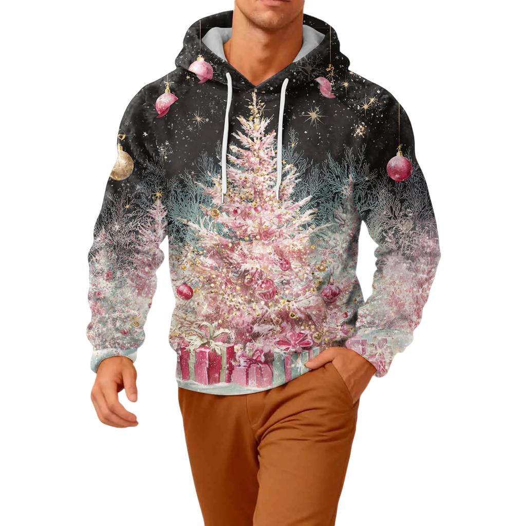 Men's Long-Sleeve Casual Flannel Hooded Sweatshirt