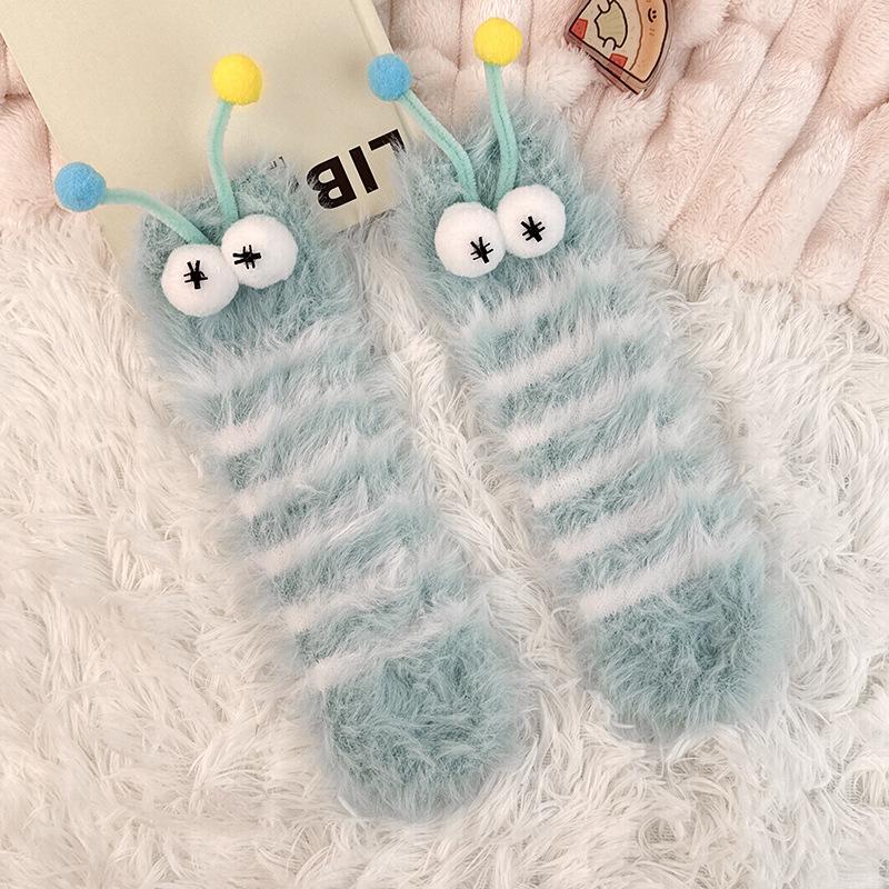 Raupen Plüsch Bodensocken, Lustige Tier Kniehohe Haussocken, Ultraweich für Damen Herren Jugendliche, Gemütliches Unisex Geschenk Weihnachtsstrumpf