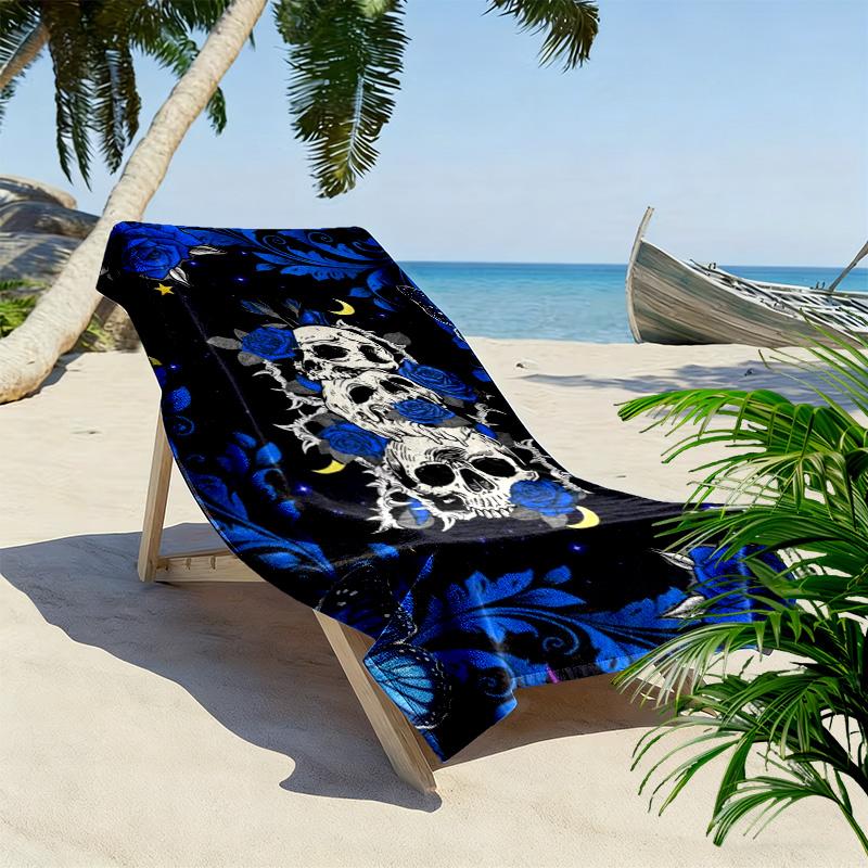 Gothic Skull Print Beach Towel, Large Soft Quick Dry Towel for Beach Camping Swimming