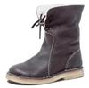 Flat Heeled Round Toe Casual Boots for Autumn and Winter Season, with Front Lace Up and Low Cut Solid Color, Women's Flat Bottom,Winter Snow Boots