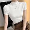 La Chapelle Women's Slim Fit Semi-High Collar Short Sleeve T-Shirt