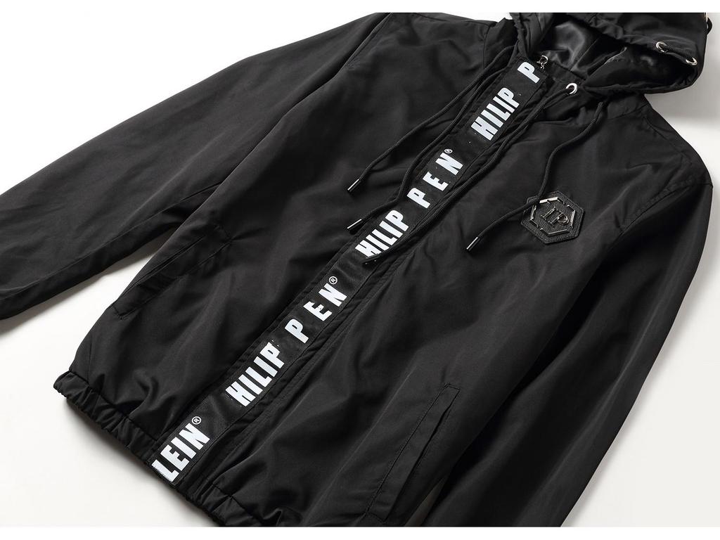 Pánská černá bunda Philipp Plein s kapucí - Podzimní/Zimní kolekce