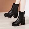 8cm Piccola Taglia 32-43 Stivali di Vera Pelle di Qualità Scarpe con Plateau da Donna con Pelliccia 2026 Invernali Tacco Alto Chunky Stivaletti da Neve alla Caviglia