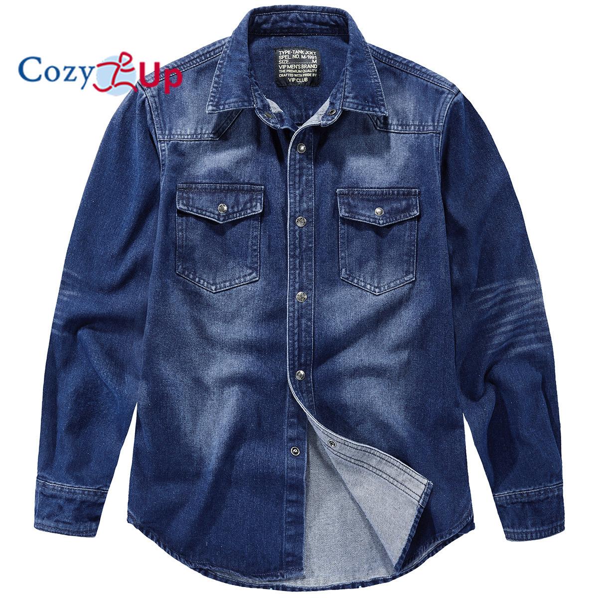 

Мужская джинсовая эластичная спортивная рубашка Cozy Up с длинным рукавом на пуговицах 4XL темно-синий
