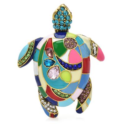 Broche Vintage Feminino Masculino Strass Multicolor Esmalte Tartaruga Nadadora Festa Office Corsages Broche Presentes