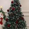 12pcs Velvet Christmas Ornaments-Red Flocked Balls with Golden Ribbons,Perfect for Holiday Tree Decorations,Christmas Ornaments