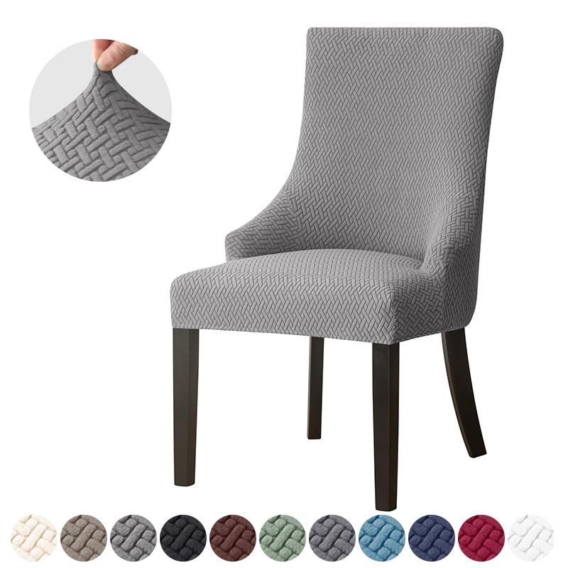 

1/2pcs Jacquard Dining Chair Covers Stretch Chair Slipcovers Solid Color High Back Sloping Armchair Cover Hotel Kitchen Wedding 1pc