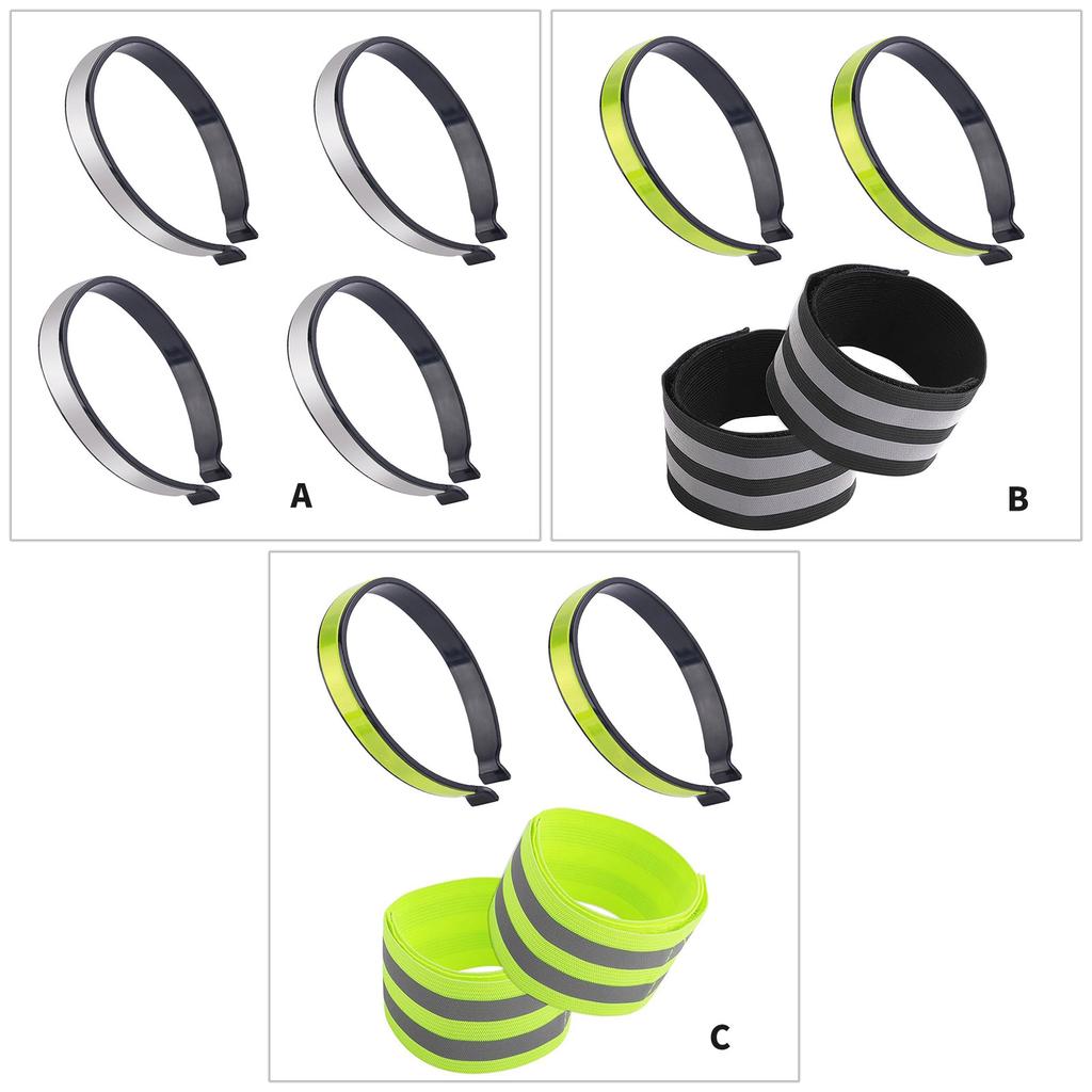 4pcs Reflective Bicycles Wide Pant Clip Sports Running Waist Ankle Belt Cycling Accessories