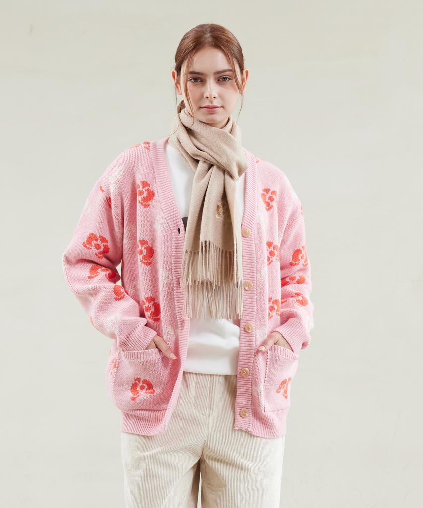 YUJEEOT Phalaenopsis Logo Cardigan - Sky Blue, Pink