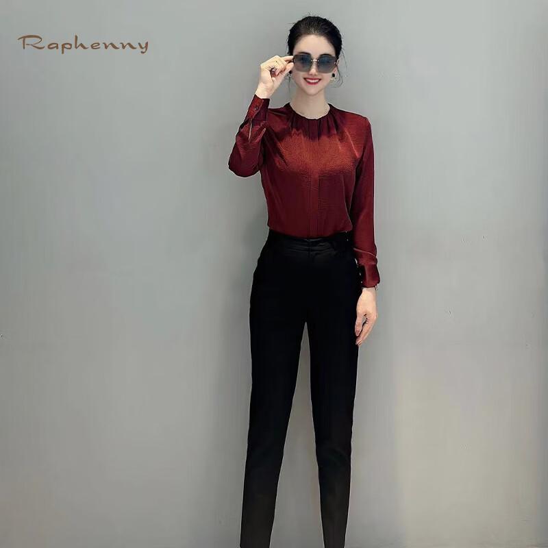 

Raphenny Women s Fashion Versatile Round Neck Long Sleeve Shirt S