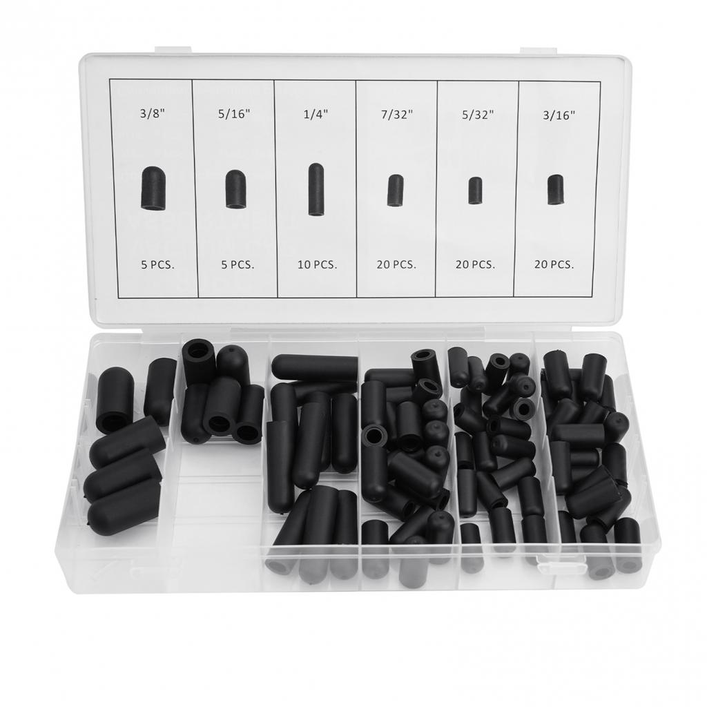 80Pcs Carburetor Vacuum Line Hose Rubber Boot Cap Assortment Kit