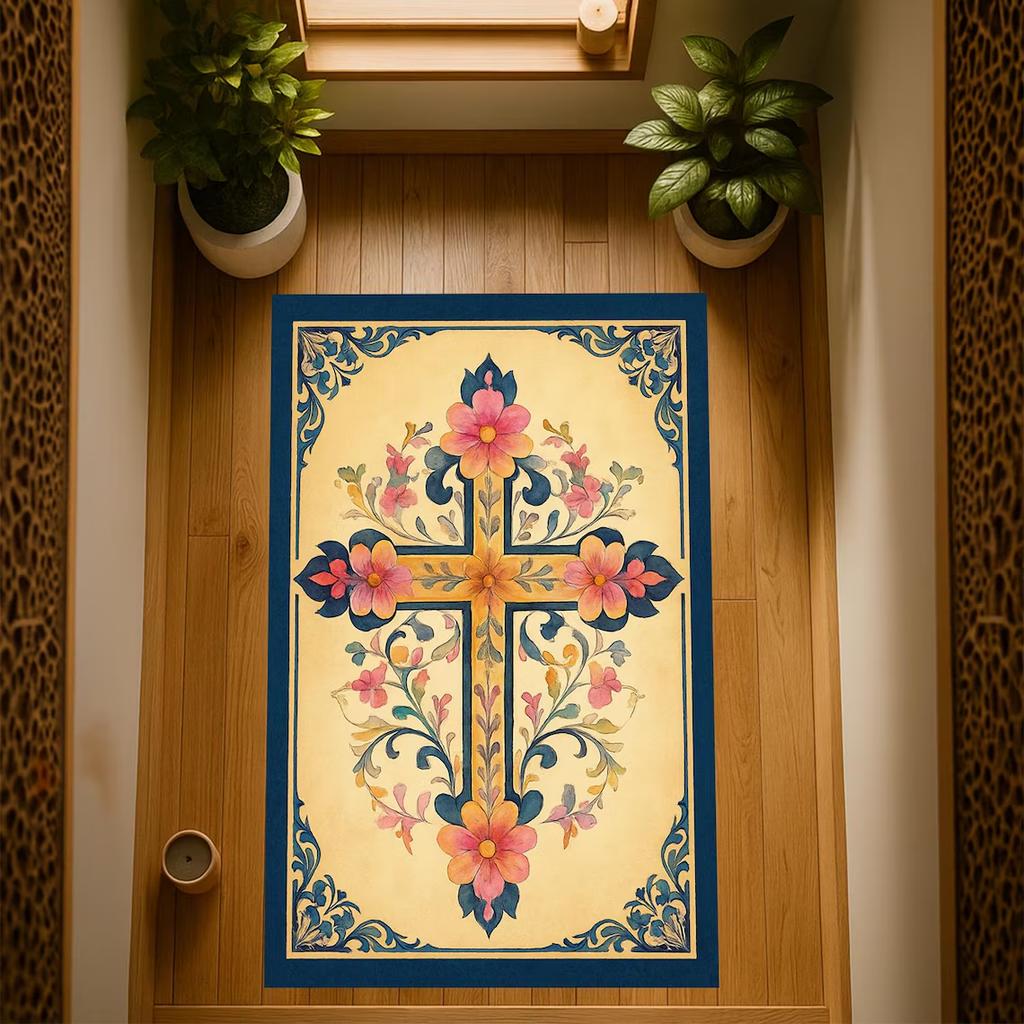 Christian Prayer Mat Area Rug Anti Slip Machine Carpet Bedroom Living Room Bathroom Dormitories Floor Mat