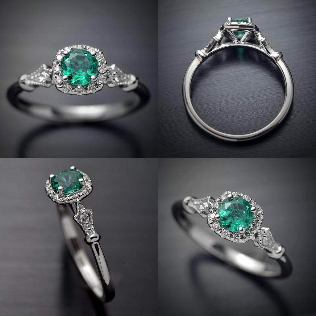 Timeless Design Cushion Halo Green Ring Women Perfect Wedding Engagement Jewelry