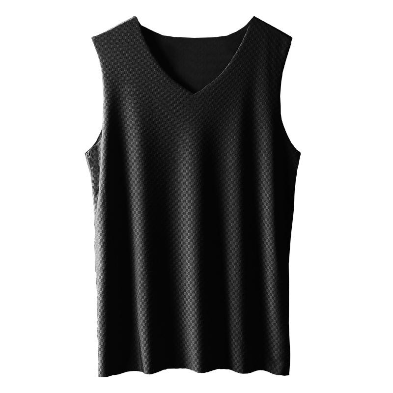 Men's Ice Silk Seamless Summer Slim Fit Vest - Sleeveless Sweatshirt for Youth Sports and Underwear.