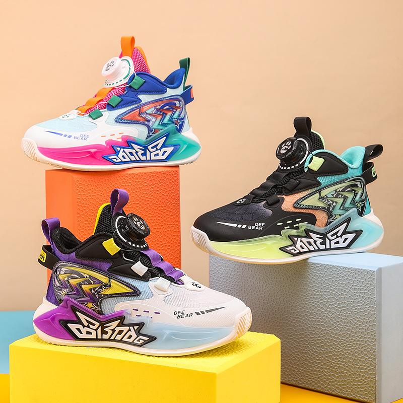 Boys 2025 new spring and autumn breathable mesh children's sports shoes medium and older boys non-slip basketball shoes