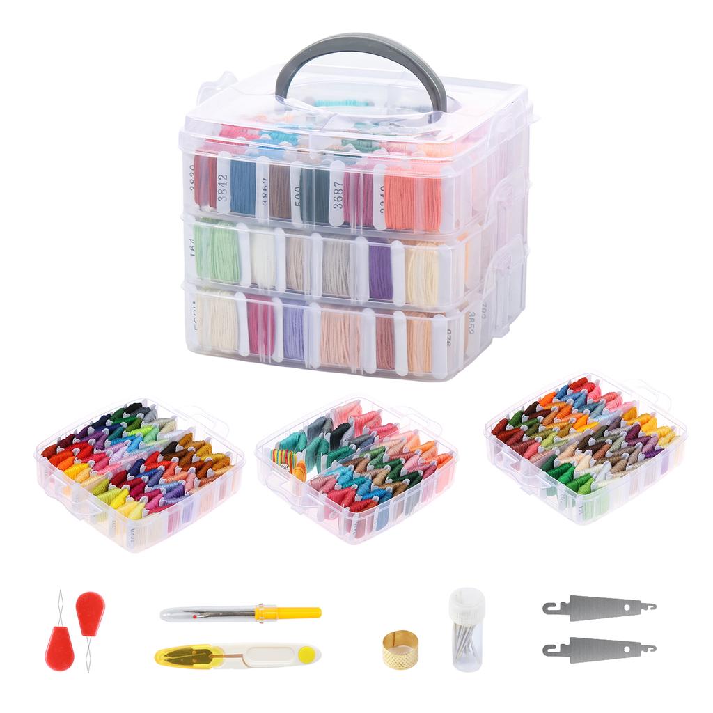 Kit cu ață de broderie Kit cu ață de broderie multifuncțională cu ață de broderie 3 straturi Kit cu punct de cruce pentru broderie 200 de culori Prietenie