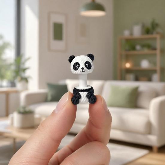3D Printed Panda Desk Ornament, Retractable Rotating Cute Animal Figurine, Mini Fidget Stress Relief Toy for Home Office Decor