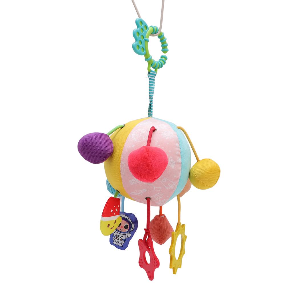 Baby Sensory Toy Grab Ball Rattle Geometric Pattern Cloth Ball Cartoon Hanging Toy for Baby Bed and