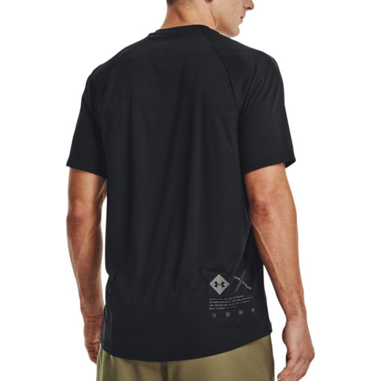 Under Armour Solid Color Breathable Training Short Sleeve T-Shirt Men Tops Black 1370405-001