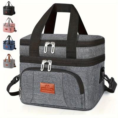 Multifunctional Double Layers Tote Cooler Lunch Bags for Women Men Large Capacity Travel Picnic Lunch Box with Shoulder Strap