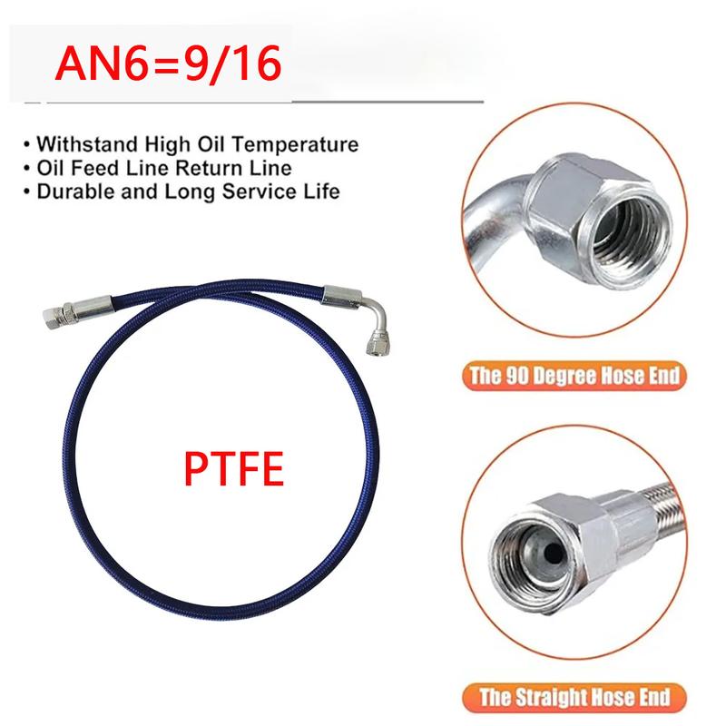 6AN PTFE Nylon Stainless Steel Braided Turbine Oil Feed Pipe Line Pressure Stainless Remote Turbocharger Sensor Teflon Hose