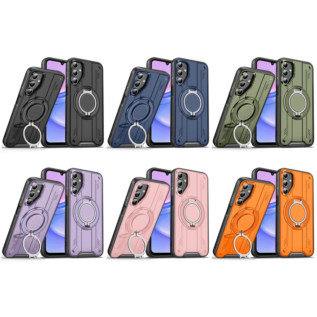For Samsung Galaxy A15 5G/4G Magnetic Case Rotating Ring Kickstand PC + TPU Shockproof Phone Cover