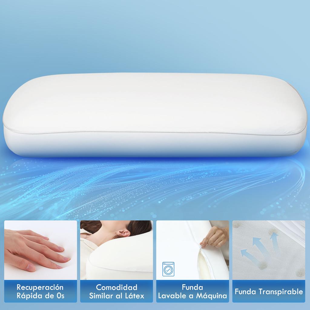 Viscoelastic Pillow 81x40 Cm Of Viscoelastic Foam With Ergonomic Design For Sleeping On Side And Back Cream