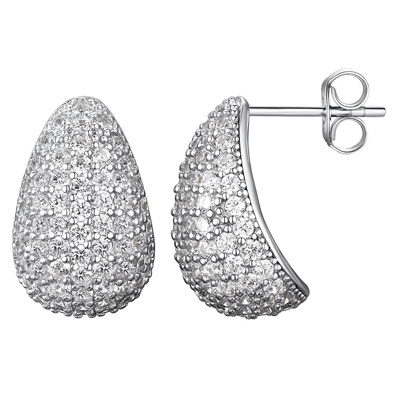 

[Suplight] zirconia earrings ladies silver 925 drop teardrop stud earrings cute pave accessories