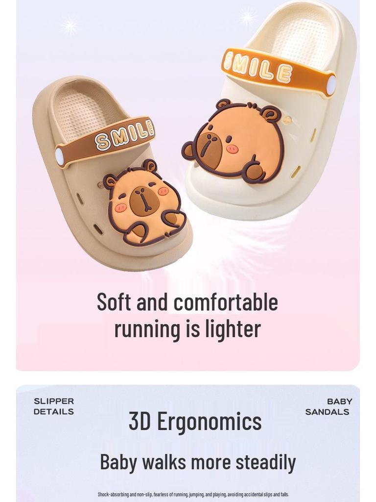 Dětské letní pantofle Capybara: Protiskluzové, prodyšné pantofle s uzavřenou špičkou pro chlapce a dívky