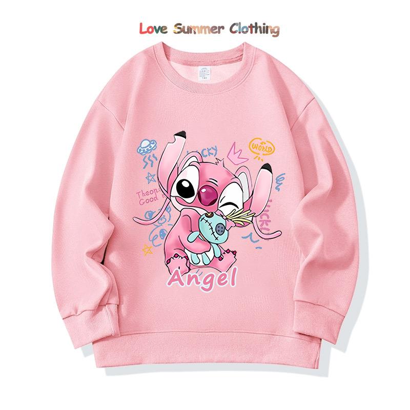 stitch Kids Hooded Sweatshirt Ages 4-14 angel HD Print Boys Pullover Girls Fall Hoodie Long Sleeve New Arrivals for Autumn