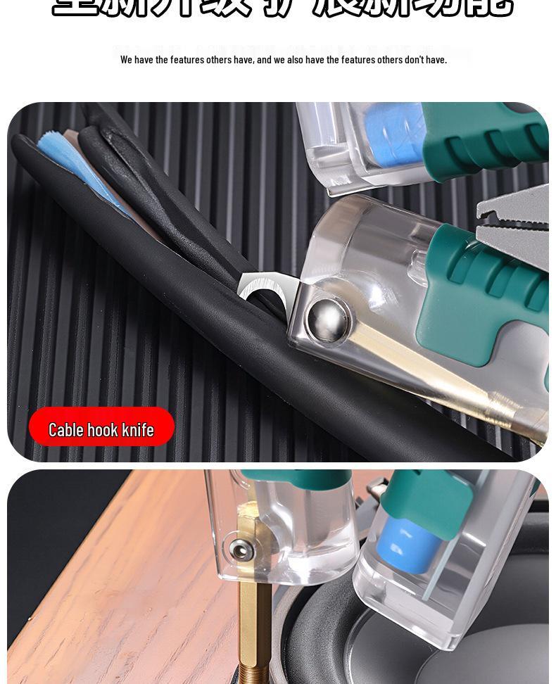 Thickened Multi-functional Electrician's Pliers with Voltage Testing Tip and Wire Stripper