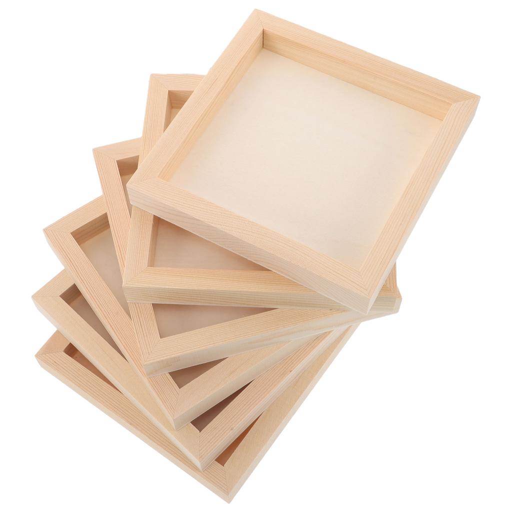 6 Pcs Unfinished Wood Canvas Panel 6x6 Inch Wood Board Small Painting Canvas Frames for DIY Art Projects Acrylics Oil Painting