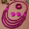 Collana multistrato in lega stile etnico bohémien con ciondolo in legno per donna