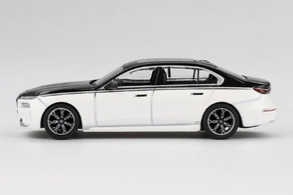 MINI GT Scale BMW I7 xDrive60 Alpine Sapphire Finished Model 1/64 White/Black (Left-Hand Drive) MGT00959-BL