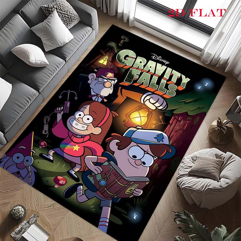 Cute Gravity Falls Carpet Rug for Living Room Bedroom Home Sofa Decoration,Kids play Nonslip Floor Mat