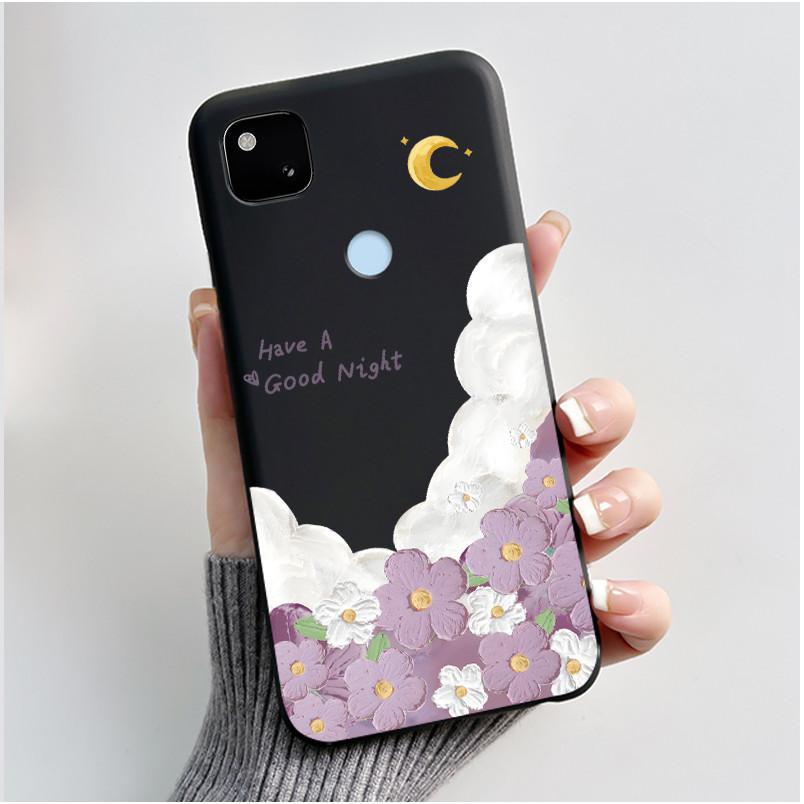 Coque Pour Google Pixel 4A 4 A 4G Noir Coque de Téléphone Esthétique Mignon Chat Dessin Animé Mince Souple TPU Silicone Arrière Pour Pixel4A Coquille