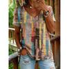Women's Vintage Classic V Neck Short Sleeve T-Shirt Geometry Graphic Print Casual Regular Tops Daily Going Out Wear for Summer