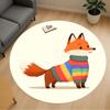 1pc Fox Rainbow Sweater Round Chair Mat Area Rug - Non-Slip, Floor Mat for Office, Bedroom, and Indoor Decor C1125009