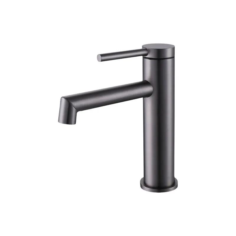 Schwarzer Badezimmer Heiß- und Kaltwasser-Mischbatterie Waschbeckenarmatur 304 Edelstahl Gezeichnetes Gold Deckmontierte Mischbatterie Spülbeckenhahn Wasserhahn