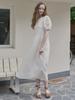 Avang Ribbon Puff Long Dress - Ivory