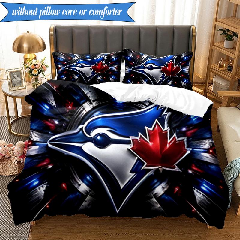 3PCS Blue Jays Printed Bedding Set For Bedroom Dormitory, Includes 1 Duvet Cover & 2 Pillowcases for All Seasons Home Decor Fan Gifts